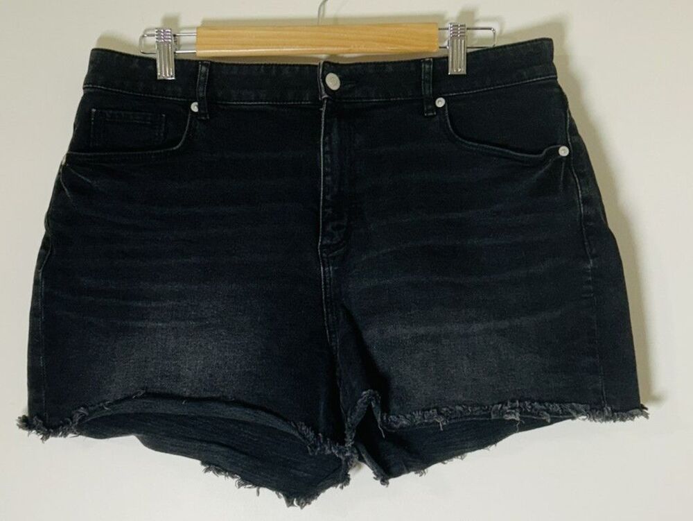 Loft Womens 12/31 High Rise Cut Off Raw Hem Black Jean Shorts 2.5" Inseam